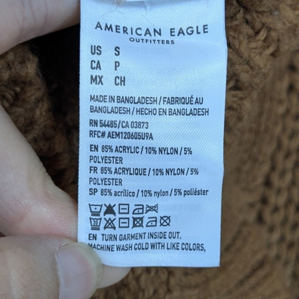 American Eagle Womens Preppy Heritage Retro Brown Cable Knit Sweater Vest Small - Picture 4 of 7